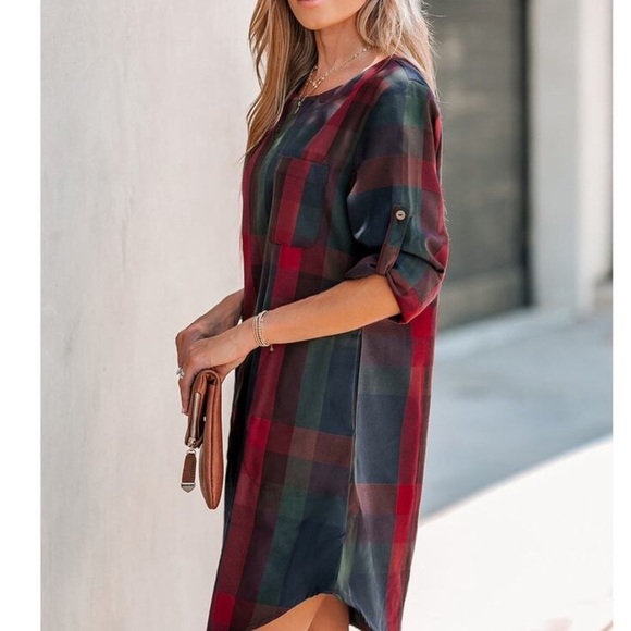 Plaid Midi Dress with Pockets | Medium - Cupshe - Picture 3 of 13